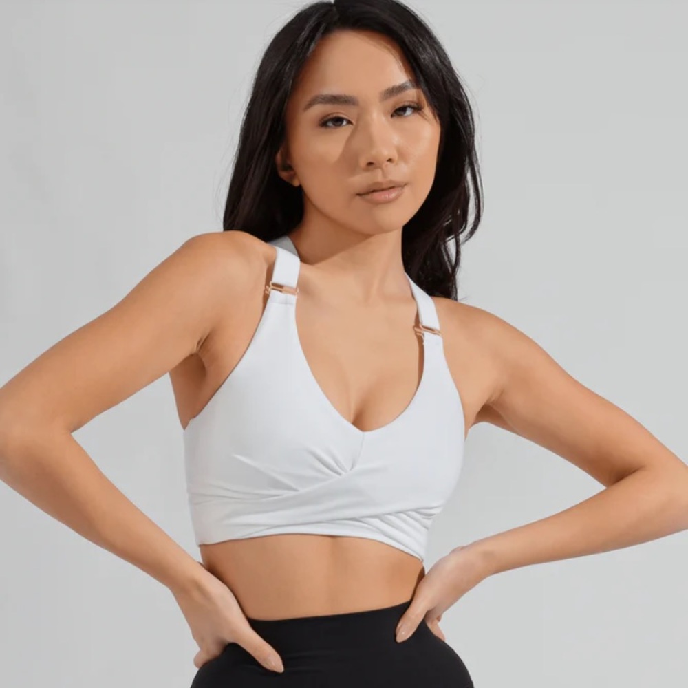 BuffBunny Candy Wrap Sports Bra White Medium